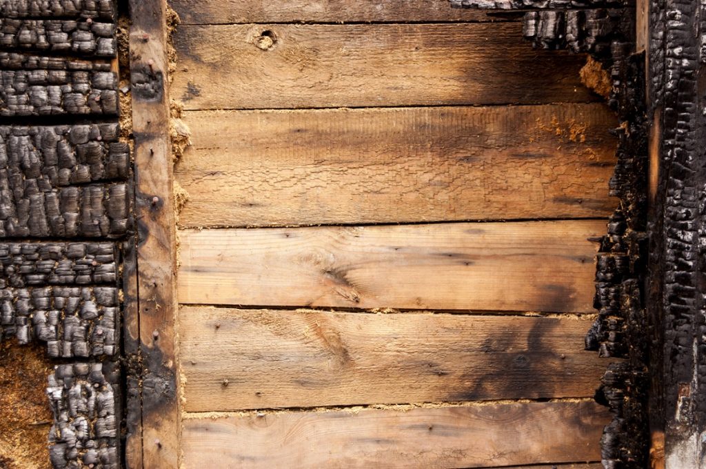 Brown burnt wall of house